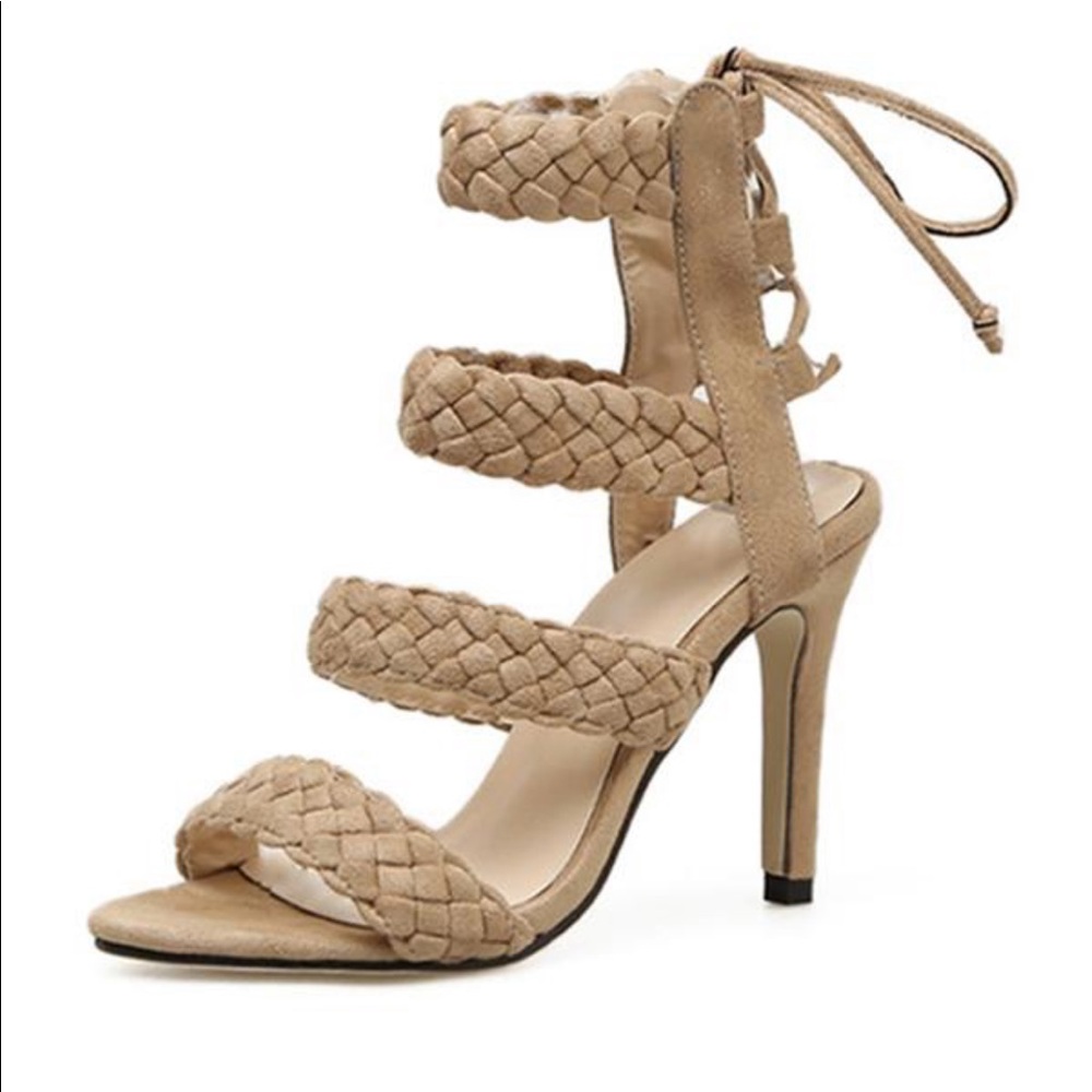 Goodnight Macaroon Braided Strappy Sandal Heel